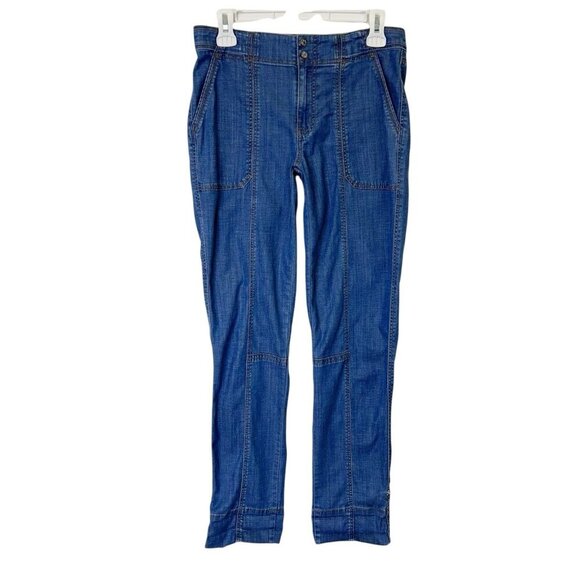 WHBM Straight Crop Jeans Womens Size 4 Long 4L Cuffed White House Black Market - Picture 1 of 10